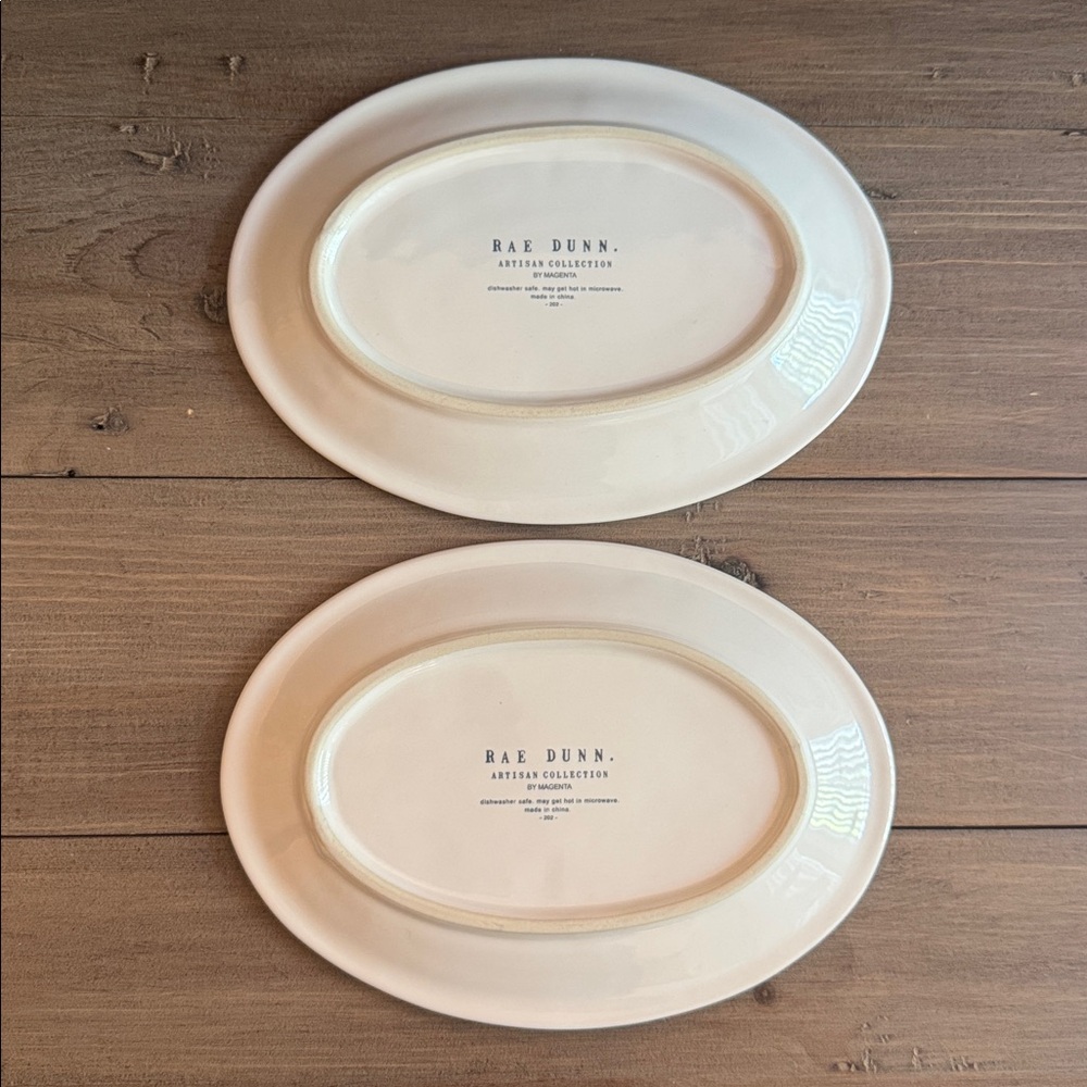 Rae Dunn Ceramic Oval Snack Plates (2) - Picture 2 of 7